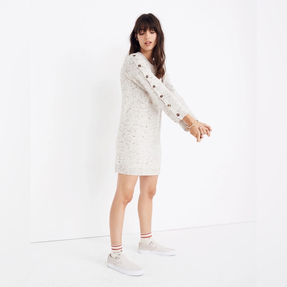 Madewell Donegal Button Sleeve Sweater Dress